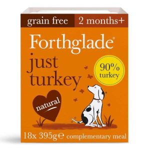 Forthglade Grain Free Natural Wet Dog Food - Just Turkey 18x395g Trays