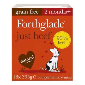 Forthglade Grain Free Natural Wet Dog Food - Just Beef 18x395g Trays