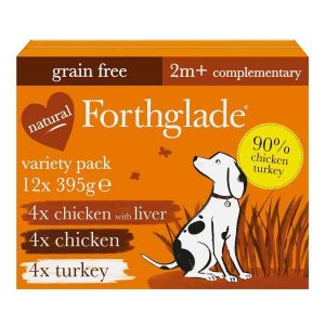 Forthglade Grain Free Natural Wet Dog Food Just Variety - Chicken/Turkey/Liver 12x395g