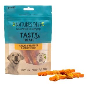 Natures Deli Chicken Wrapped Carrot Sticks - Dog Treats 100g