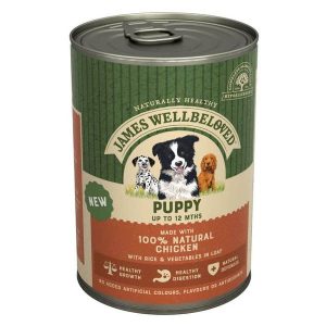 James Wellbeloved Puppy Wet Food - Chicken with Rice and Vegetables Loaf 12x400g Cans