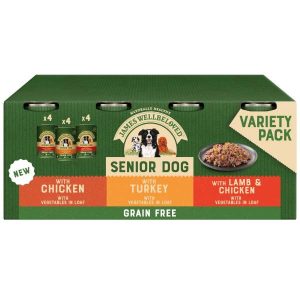 James Wellbeloved Grain Free Senior Dog Wet Food - Loaf Variety Pack 12x400g Cans