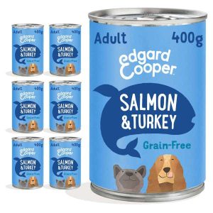 Edgard & Cooper Adult Wet Dog Food Salmon & Turkey 6x400g Cans