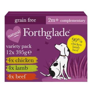 Forthglade Grain Free Natural Wet Dog Food Just Variety - Chicken/Lamb/Beef 12x395g