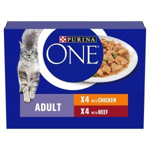 Purina One Mini Fillets - Wet Cat Food Multipack 8x85g Chicken and Beef