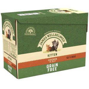James Wellbeloved Grain Free Kitten Wet Food - Chicken in Jelly 12x85g Pouches
