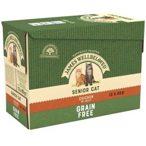 James Wellbeloved Grain Free Senior Cat Wet Food - Chicken in Jelly 12x85g Pouches
