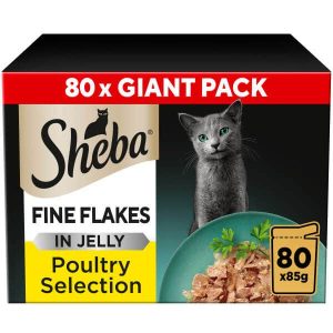 Sheba Fine Flakes Wet Cat Food - Poultry Collection In Jelly 80x85g Pouches