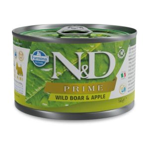 Farmina N&D Prime Mini Adult Wet Dog Food Wild Boar & Apple 6x140g Cans