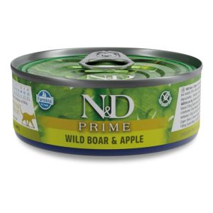 Farmina N&D Prime Adult Wet Cat Food Wild Boar & Apple 30x70g Cans