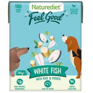 Naturediet Feel Good - Wet Dog Food with White Fish - 18x390g Cartons