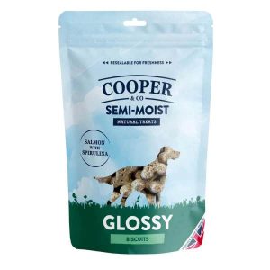 Cooper & Co Glossy Semi-Moist Dog Treats - Salmon with Spirulina 135g