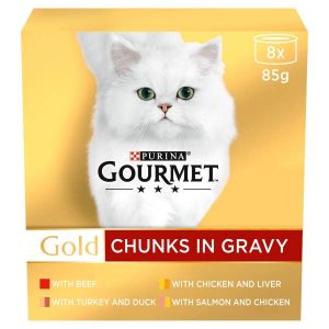 GOURMET Gold Chunks in Gravy Wet Cat Food Variety Pack 8x85g Cans