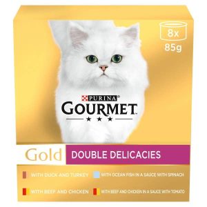 GOURMET Gold Double Delicacies Wet Cat Food Variety Pack 8x85g Cans