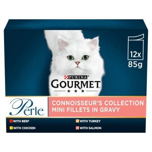 GOURMET Perle Wet Cat Food in Gravy Connoisseur's Collection 12x85g Pouches