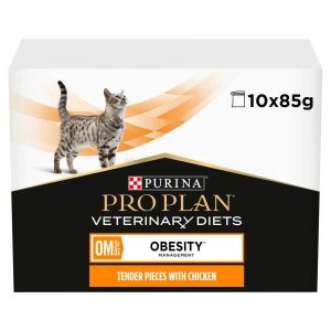 Purina Pro Plan Veterinary Diets OM Obesity Management - Wet Cat Food with Chicken 10x85g Pouches